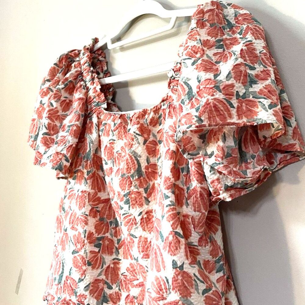 Moodie Beautiful Blouse, orange and beige sz, XS